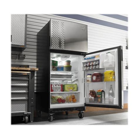 Gladiator GAFZ21XXRK 21.0 cu. ft. Freezerator Convertible Refrigerator/Freezer with 3 Adjustable Wire Shelves, Door Mounted Beverage Rack, Automatic Defrost, Rounded Tread Plate Doors and Heavy Duty Rubber Casters 